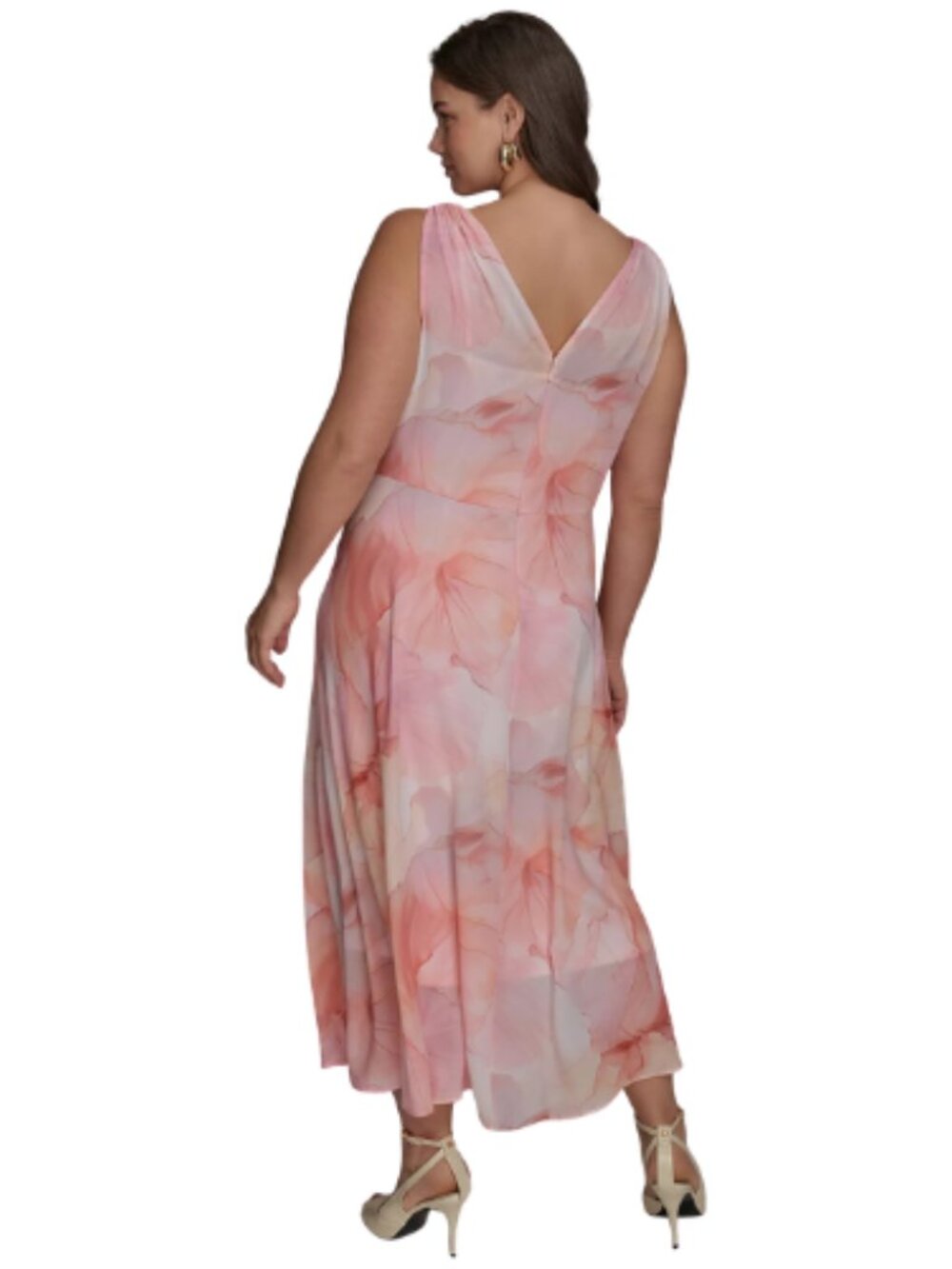 Donna Karen New York DKNY Apricot Peach V Neck Dress Formal Event Plus Size 18W - Picture 4 of 9